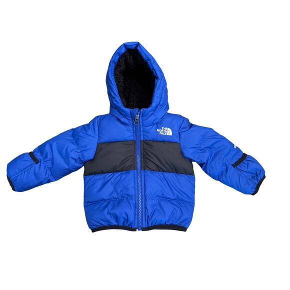 The North Face Moondoggy 550 Down Puffer Jacket Baby Boy Infant 6-12M Blue Black - Picture 1 of 8